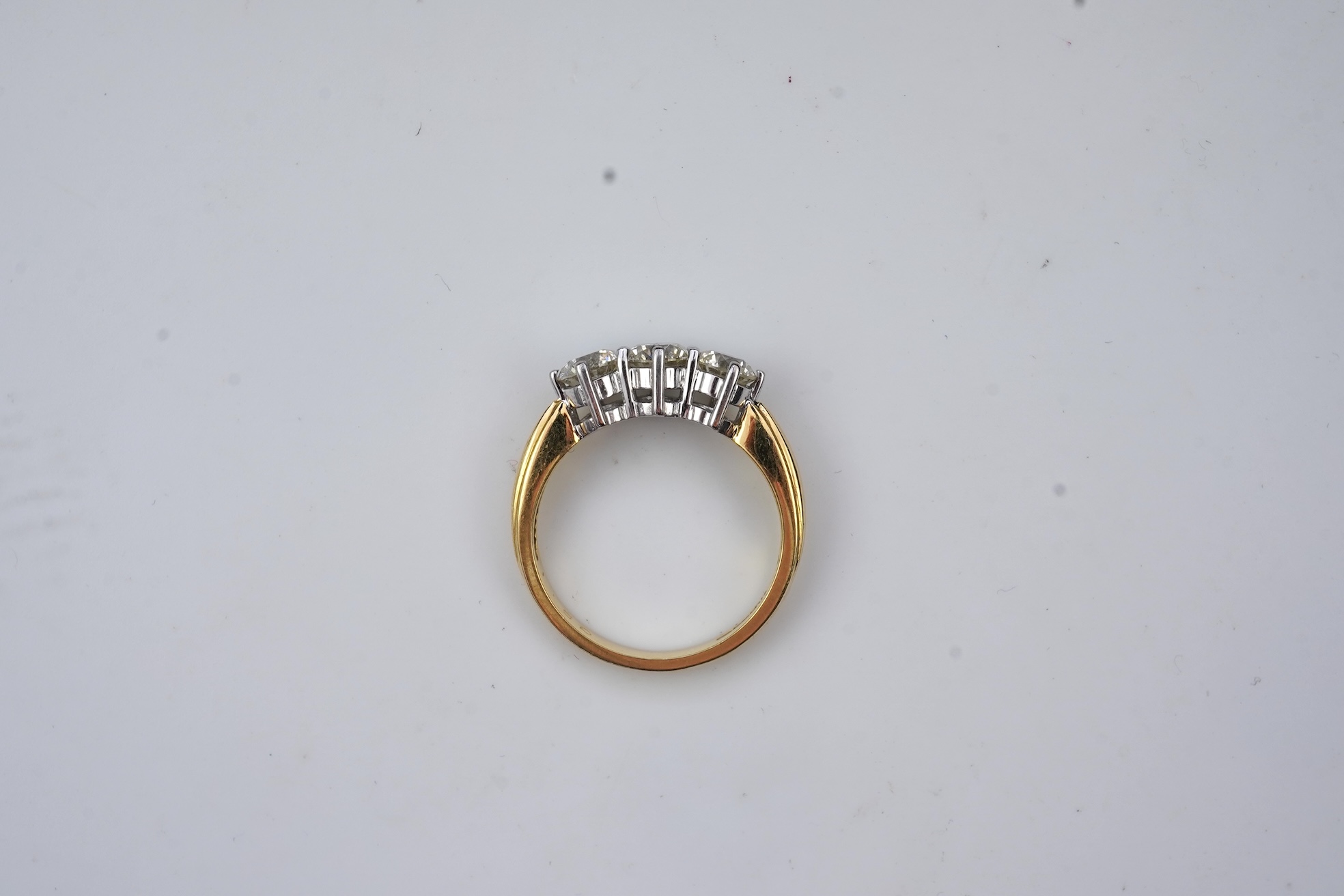 A diamond three-stone ring